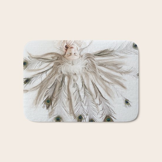 Peacock girl Bath Mat