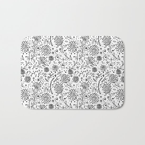 Doodle floral pattern Bath Mat