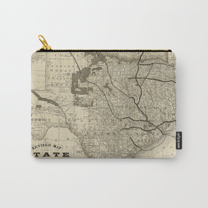 Old Map of Texas 1876 Vintage Wall map Restoration Hardware Style Map Carry-All Pouch