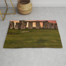 Great Britain Photography - The Stone Henge Under The Red Sunset Area & Throw Rug