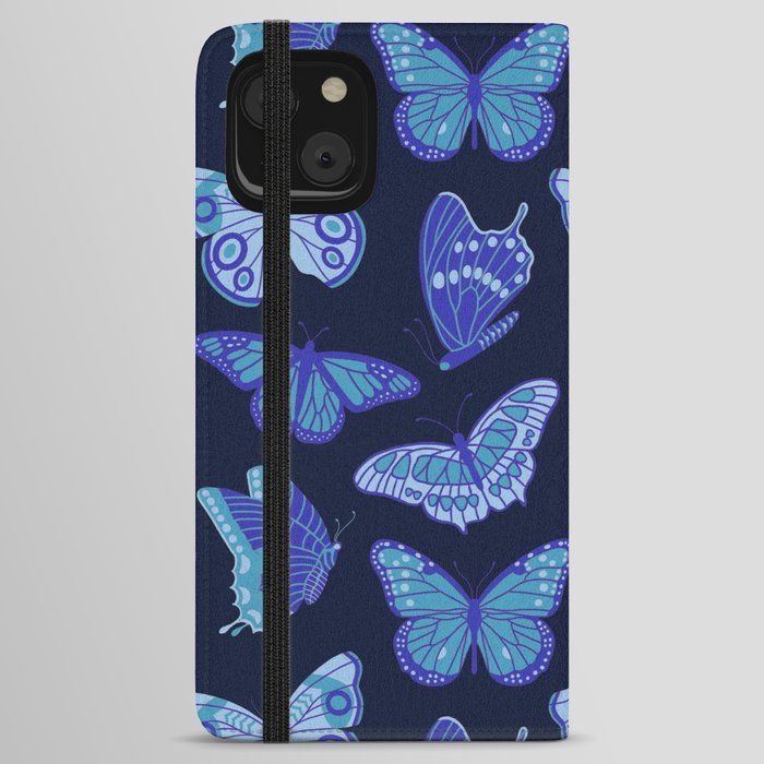 Texas Butterflies – Blue on Navy Pattern iPhone Wallet Case