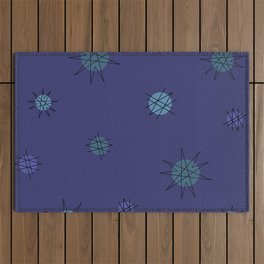 Atomic Age Starburst Planets Navy Blue Outdoor Rug