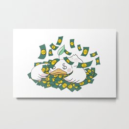 Money falling Doo Doo duck Metal Print