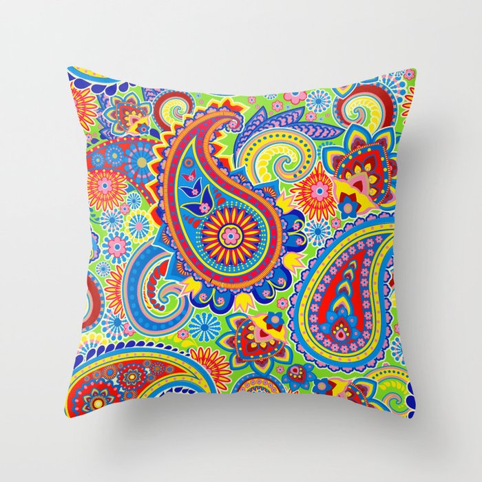 Colorful paisley pattern Throw Pillow for couch