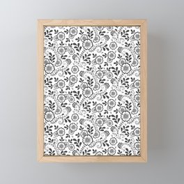 Dark Grey Eastern Floral Pattern Framed Mini Art Print