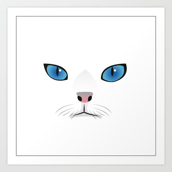Little white cat Art Print