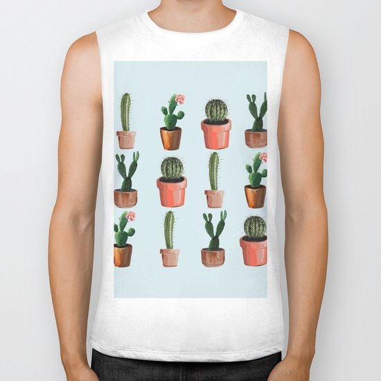 Various Cacti Light Blue Biker Tank