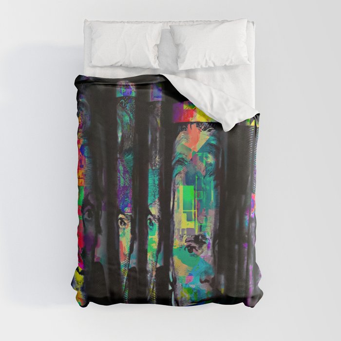 dollar bill with colorful painting abstract in blue red yellow green Duvet Cover