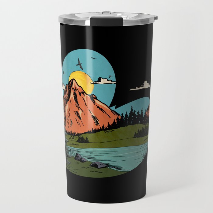 Wilderness heart Lake Graphic Design Travel Mug