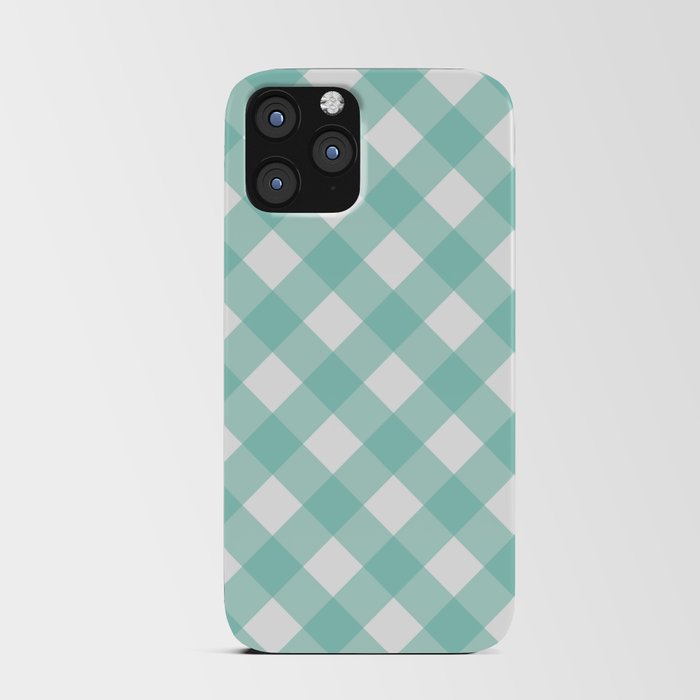  Green Pastel Farmhouse Style Gingham Check iPhone Card Case