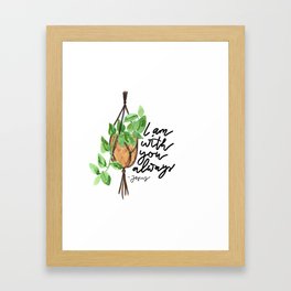 I am with you always // Watercolor Bible verse hanging plant  Framed Art Print