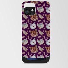 Crazy cats pattern on violet iPhone Card Case