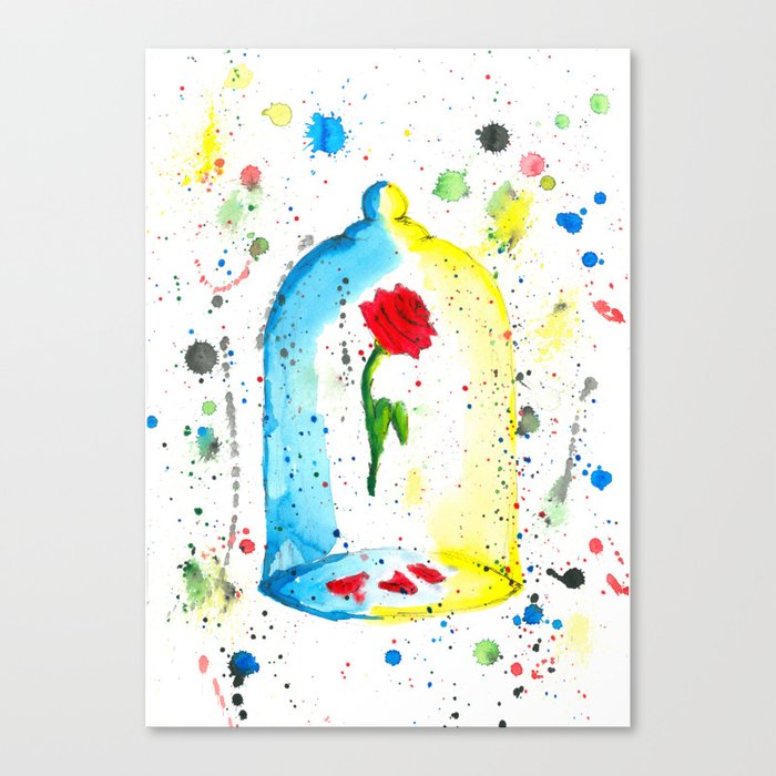Rose Beauty And The Beast Watercolor Painting Canvas Print By
