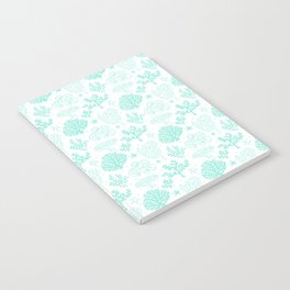 Mint Blue Coral Silhouette Pattern Notebook