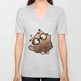 Cute Magical Owl with Eyeglasses V Neck T Shirt