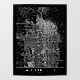 Salt Lake City Black Map Poster