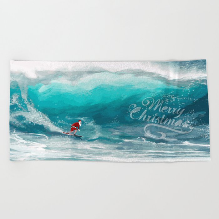 Santa Claus Surf Beach Towel