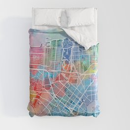 new orleans map watercolor Duvet Cover