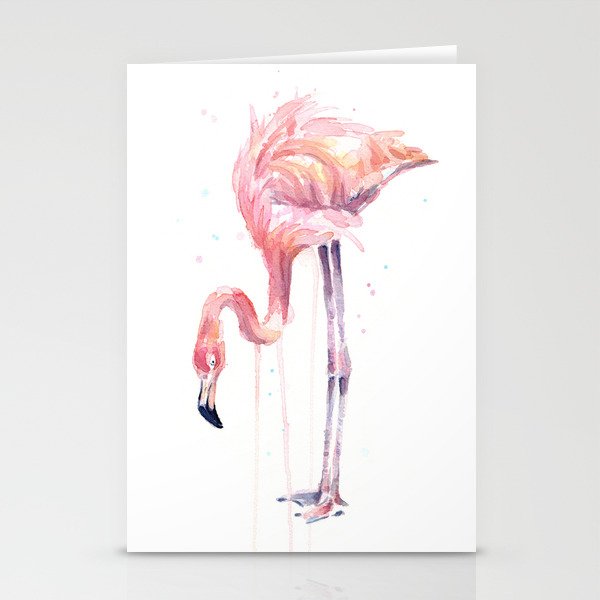 Flamingo Watercolor Painting Pink Tropical Birds Facing Left