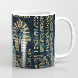 Egyptian hieroglyphs and deities -Abalone and gold Coffee Mug