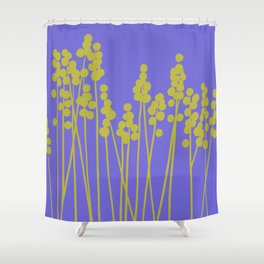 Hello Spring! Baby Green Retro Plants on Summer Purple Lilac #decor #society6 #buyart Shower Curtain