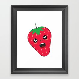 Cute Strawberry Fruit Illustration Framed Art Print
