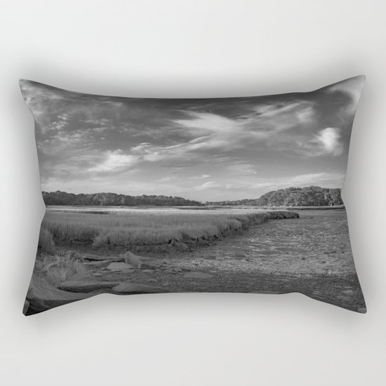 Sky and Marsh Black and white Rectangular Pillow