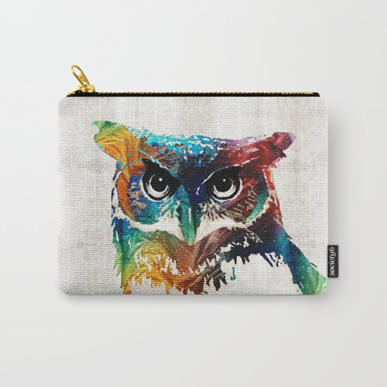 Colorful Owl Art - Wise Guy - By Sharon Cummings Carry-All Pouch