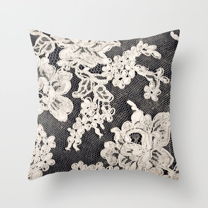 Vintage lace store throw pillows