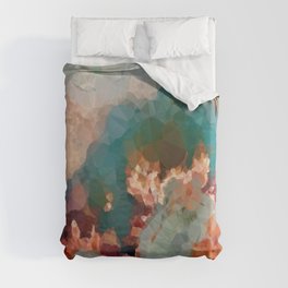 Turquoise Copper Agate Low Poly Geometric Triangles Duvet Cover