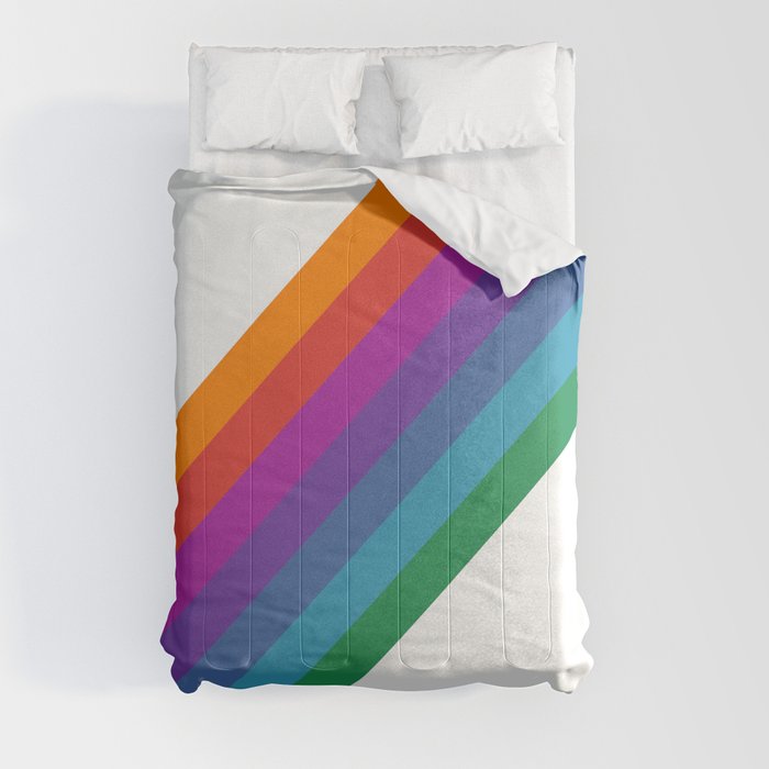 White & Rainbow Stripe Comforter