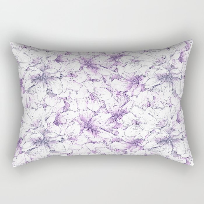 white amethyst purple floral azalea flowering flower bouquet pattern Rectangular Pillow