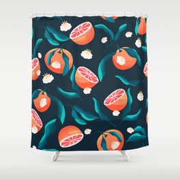 Seamless pattern with hand drawn oranges and floral elements VECTOR Shower Curtain