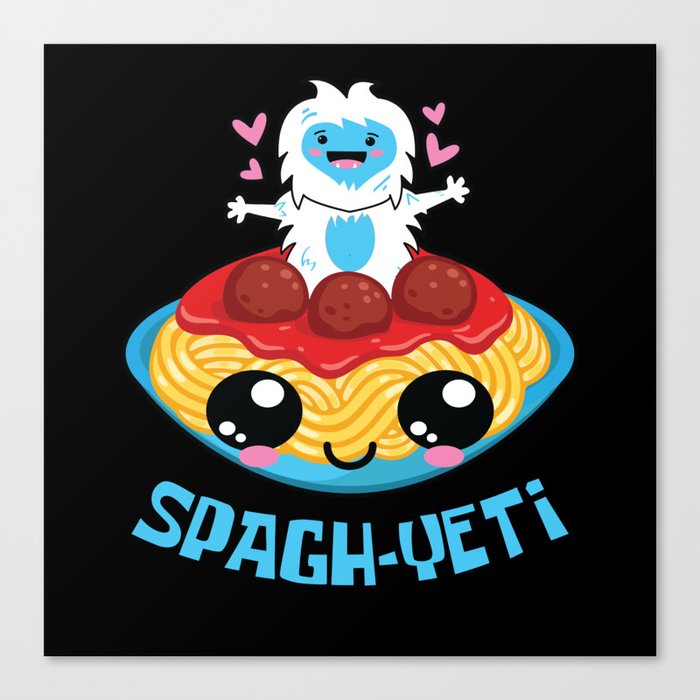 Spaghetti Yeti Bigfoot Noodle Yeti Canvas Print