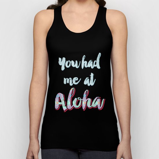 Aloha pink pastel typography art Unisex Tank Top