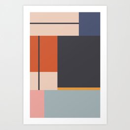 Mid Century Modern Retro Color Blocks 1 Art Print