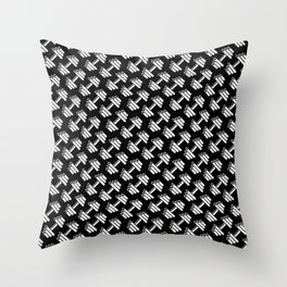 Dumbbellicious inverted / Black and white dumbbell pattern Throw Pillow