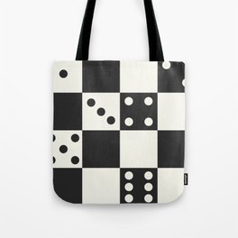 Checkered Dice Pattern (Creamy Milk & Dark Charcoal Color Palette) Tote Bag