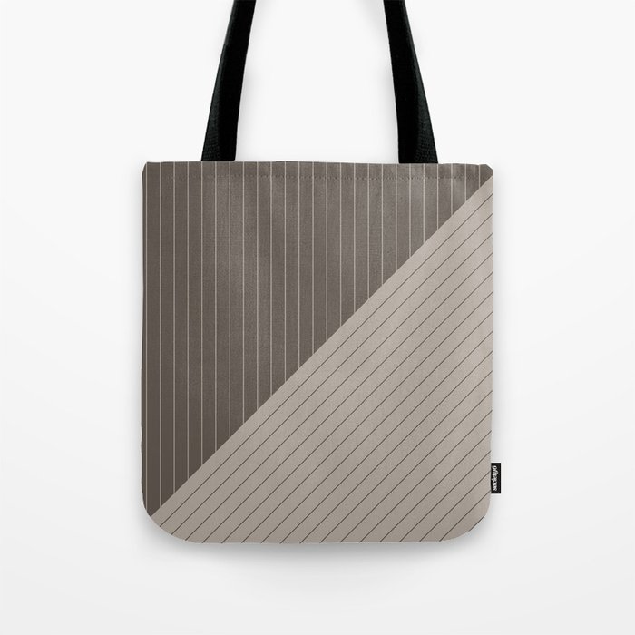 Elegant Pinstripes and Triangles Brown Beige Tote Bag