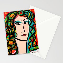 Portrait of a Woman in Red  Stationery Cards
