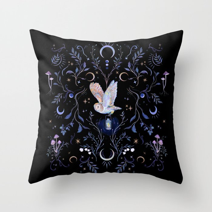 Moonlight Owl Throw Pillow