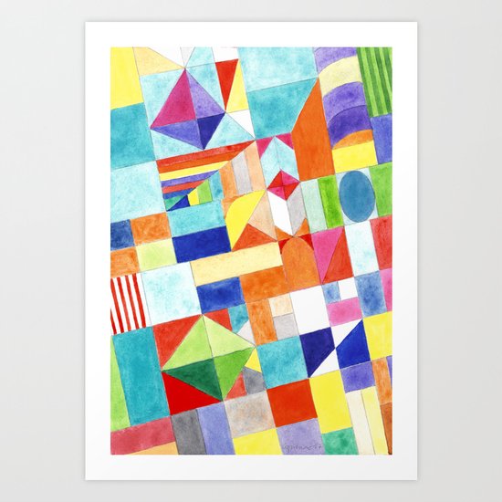 Playful Colorful Architectural Pattern Art Print