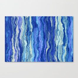 Digital Abstract Striped Painting Blue Purple Gray and Off White Canvas Print