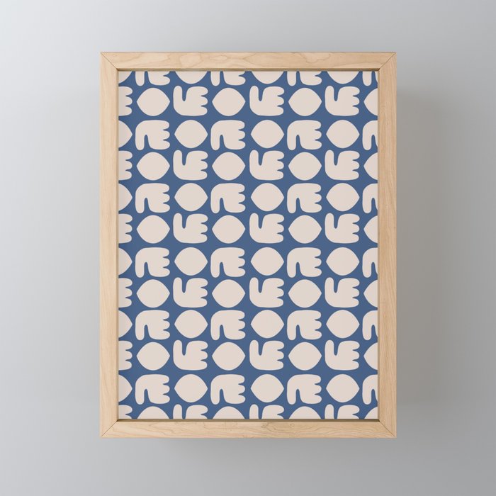 Boho surface pattern in blue Framed Mini Art Print