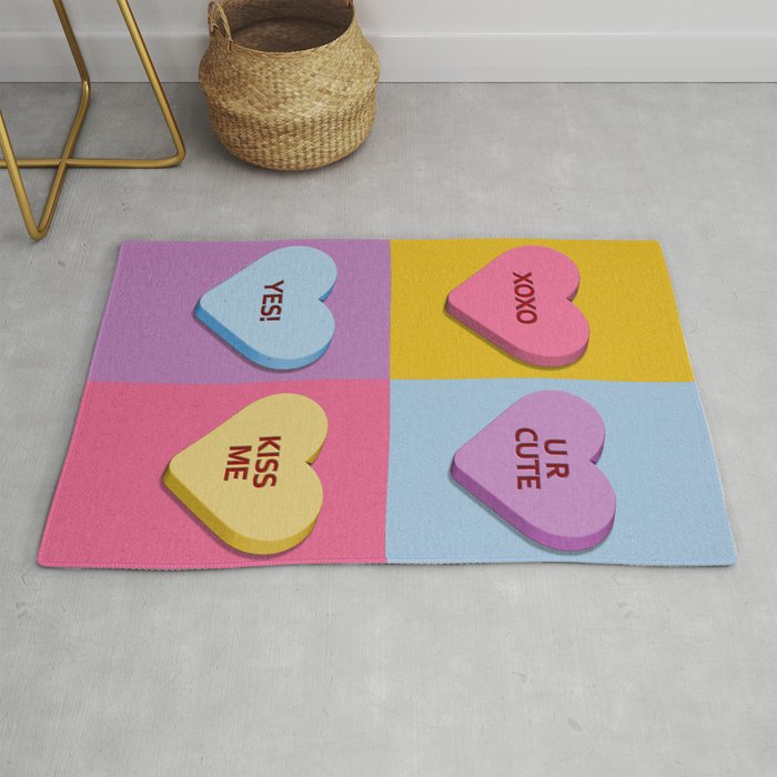 Nice Candy Heart Valentines 2 Rug