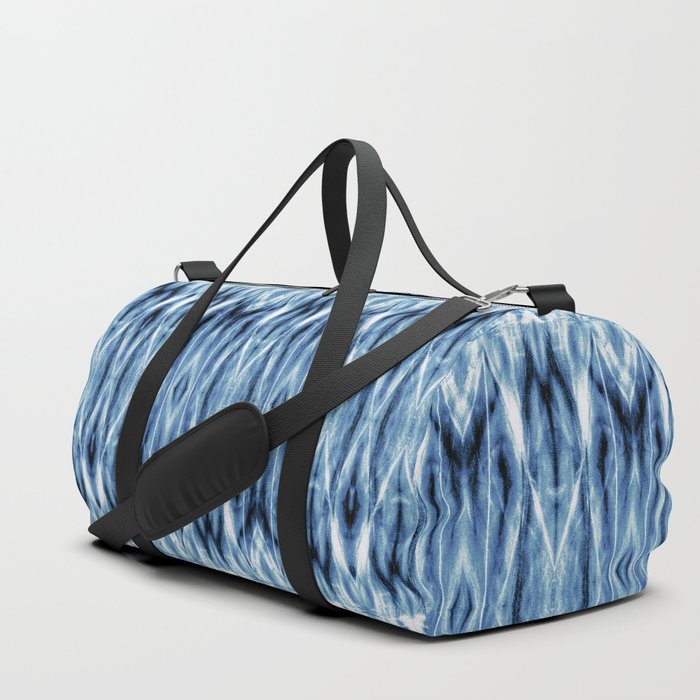 Blue Satin Shibori Argyle Duffle Bag