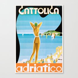 1937 ITALY Cattolica Adriatico Travel Poster Canvas Print