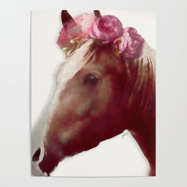 Horse with Roses Poster