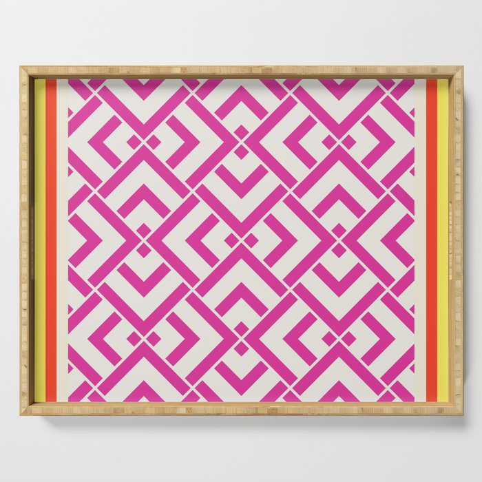 Hot pink summer geometric pattern pillow Serving Tray