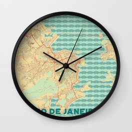Rio de Janerio Map Retro Wall Clock